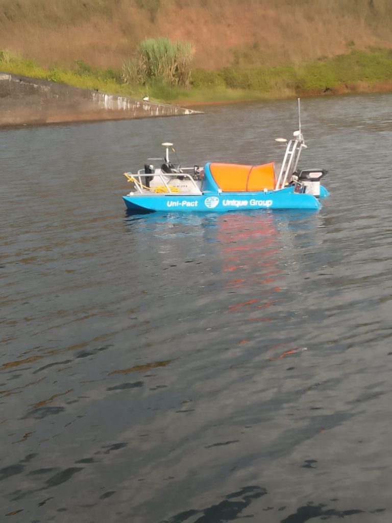 Uni-Pact USV performing  survey on a dam in Kerala