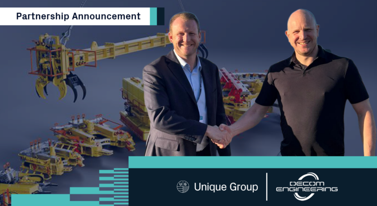 Ross Anderson of Unique Group and Nick McNally of Decom Engineering marking a partnership agreement