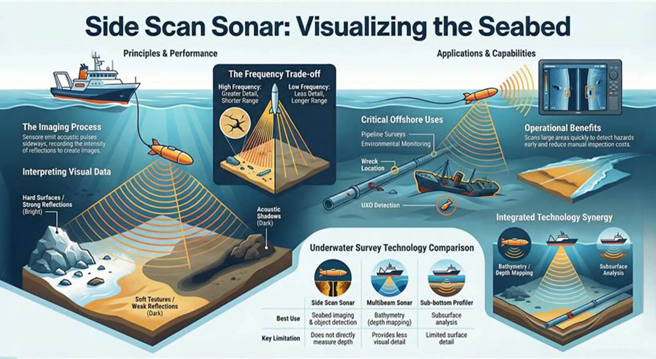 infographic on how side scan sonar works