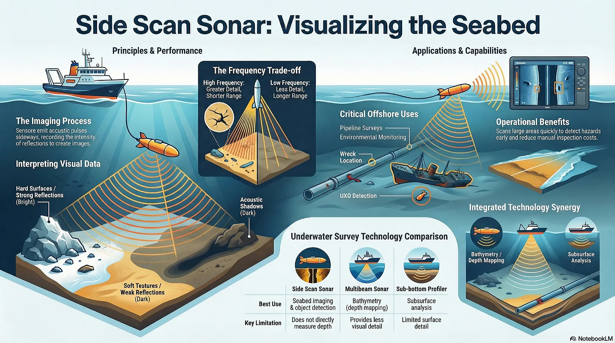 infographic on how side scan sonar works
