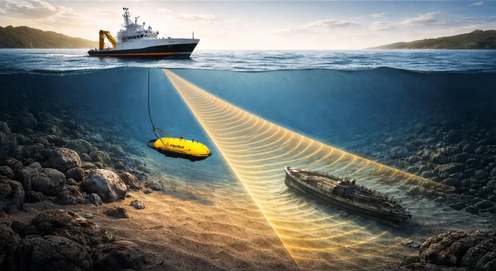 side scan sonar scanning shipwreck