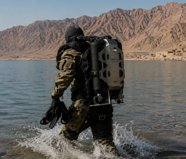 soldier wearing a tactical diving equipment in a mission