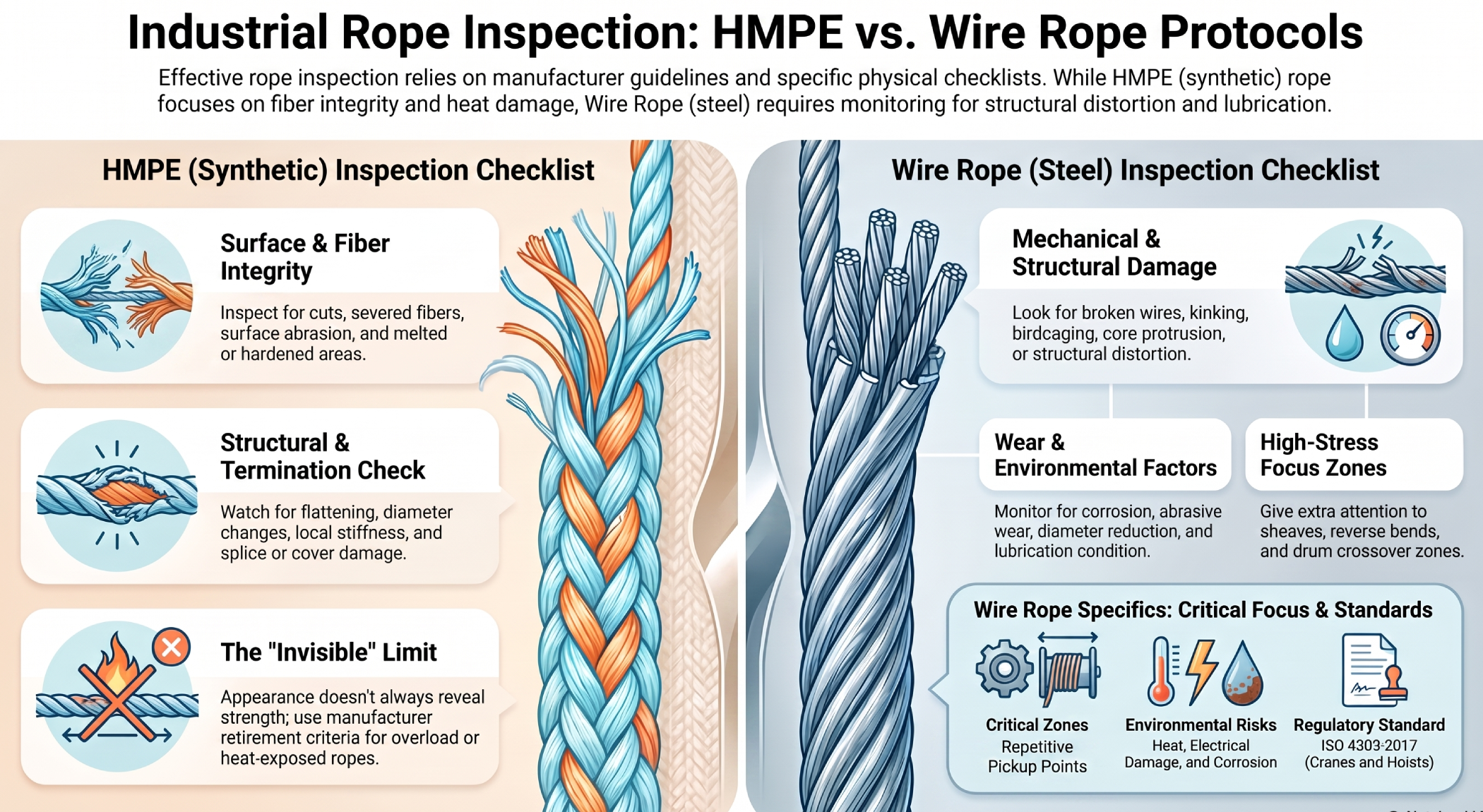 inspection comparison of industrial rope