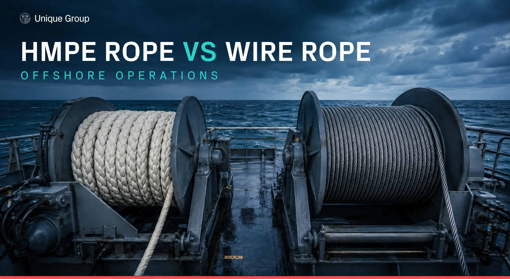 HMPE rope and steel wire rope compared for offshore lifting, mooring and winch operations