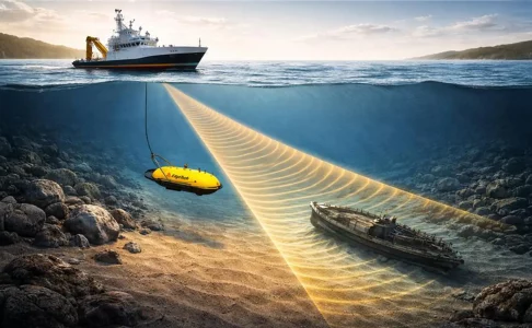 side scan sonar scanning shipwreck